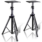 Pyle Dual Studio Monitor 2 Speaker Stand Mount Kit - Heavy Duty Tripod Pair and Adjustable Height from 34.0" to 53.0" w/ Metal Platform Base - Easy Mobility Safety PIN for Structural Stability PSTND32