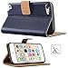 HOOMIL Wallet Case for Apple iPod Touch 7/6/5, [Classic Business Series] Flip Leather Cover - Blue