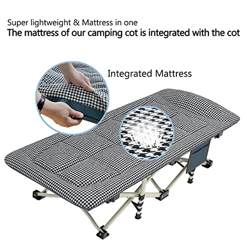 Camping Cot NESDCC Camping Bed with Mattress & Pillow Cots for Sleeping Folding Cot Enlarge