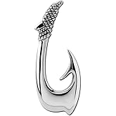 925 Sterling Silver Large Fish Hook Silver Pendant for Men and Women