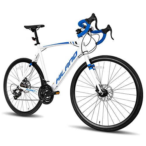 Hiland Aluminum Road Bike, Drivetrain 21 speeds, Disc Brake with 700C Wheels for Men, Mens Road Bicycle