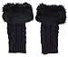 Bienvenu Knit Fingerless Gloves for Women, Cold Weather Arm Warmers with Faux Fur, Winter Warm Thumb Hole Fingerless Mittens