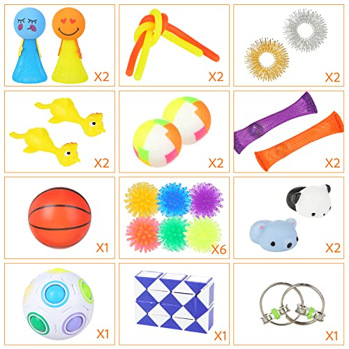 LOVESTOWN Fidget Toys, 24 Pcs Sensory Fidgets Toy Pack, Stress Anxiety Relief Autism Tool Girl Boy Autistic Toddlers ADHD Pop Bundle Squeeze Fidgets Box Set for Kids Adults Prizes Party Favors Gift