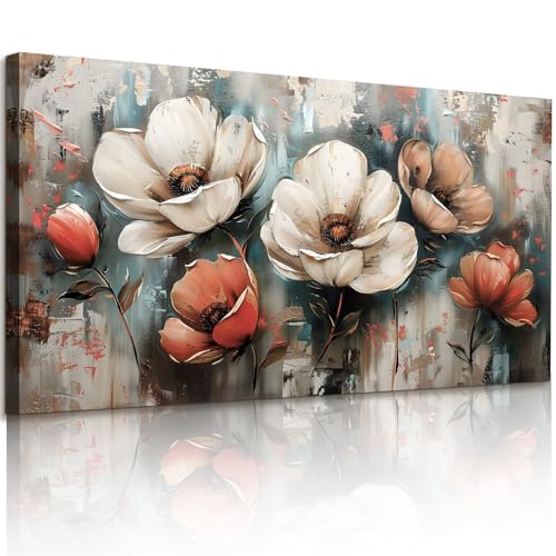 JHHUAMO Modern Living Room Decoration Paintings, Large Canvas for Pictures, Vintage Floral Decorative Canvas for Bedrooms, Office, Room, Hallway, 59 x 119 cm