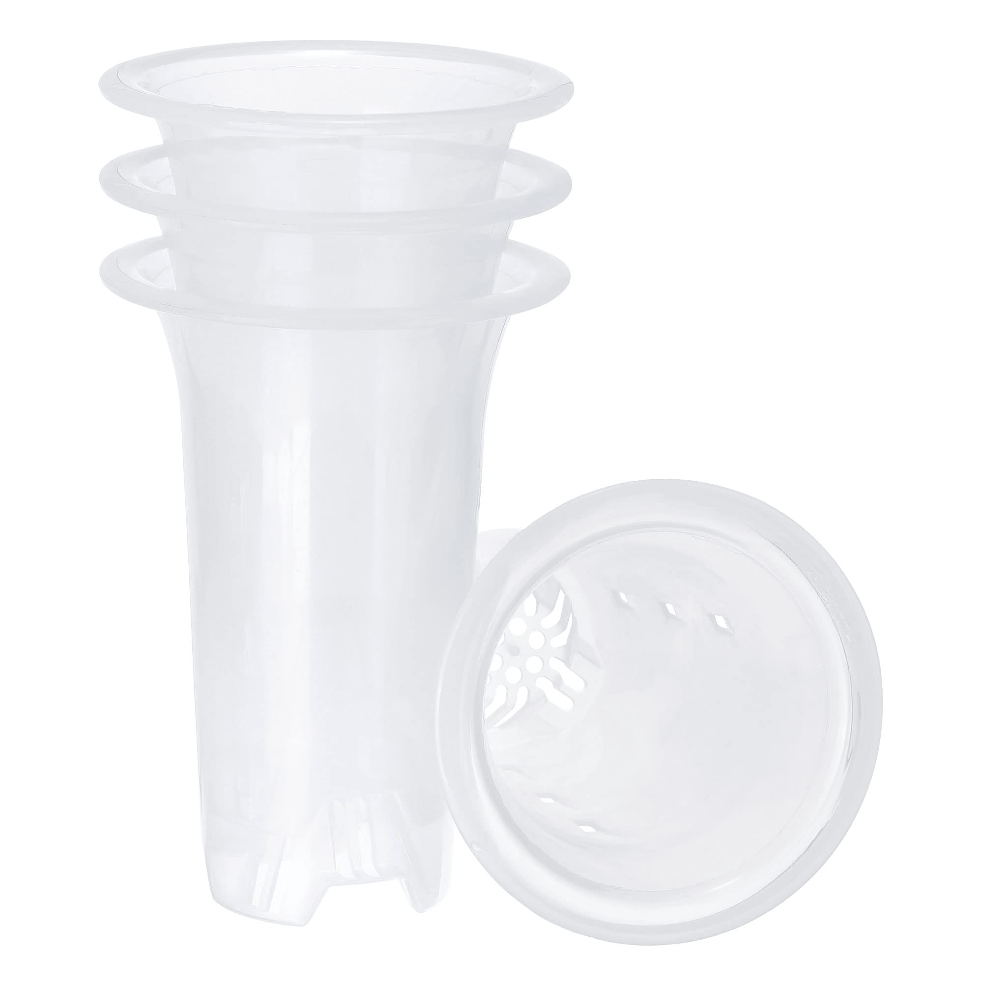 PATIKIL 6 Inch Plastic Orchid Pot with Holes, 4 Pack Flower Starting Plant Container for Garden Indoor, Clear