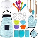 Vanmor Kids Basic Cooking and Baking Set, 26 Pcs Kids Chef Role Play for Little Boys and Girls Includes Apron, Chef Hat, Cookie Cutter, Silicone Baking Cups for 3 Year Old Little Kids Gift