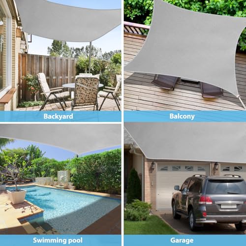 CIXMUS 4 x 4 m Waterproof & Anti-UV Sun Shade Sail Awning 420D Oxford Fabric Thick Weather Resistant for Garden and Patio