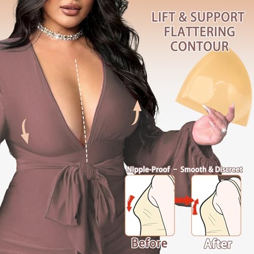CUKIN Double Sided Adhesive Bra Pads, Invisible Reusable Push Up Inserts, Padded Lift Pads for Large Bust, 1 Pair
