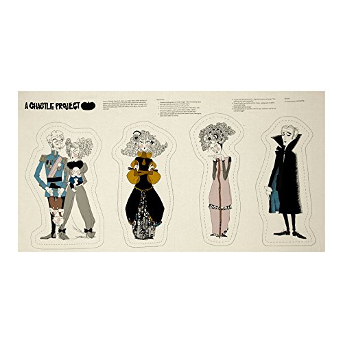 Alexander Henry The Ghastlies Project 24 in. Doll Panel Grey Tint, Gold/Red/Black