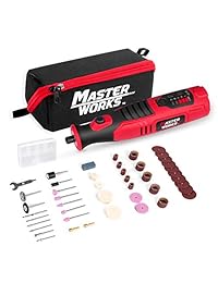 8 V Li ion inalámbrico Micro Rotary Herramienta con 5 velocidades, 4 luces LED frontales y 60 piezas accesorios Kit para tallar, grabado y corte, Masterworks MW324