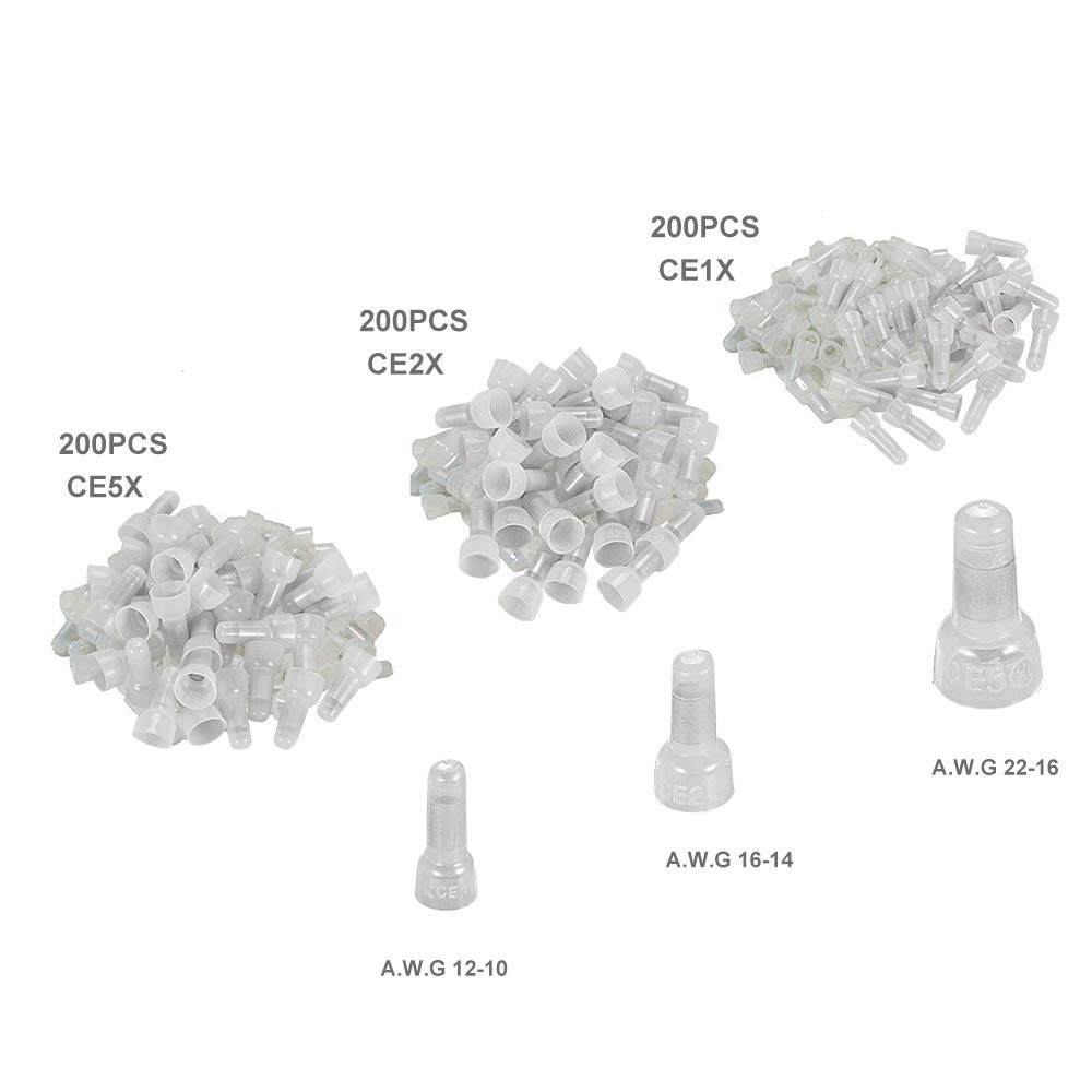 Qibaok 600 PCS Closed End Cap Crimp Terminals Nylon Wire Connectors Kit 22-16/16-14/12-10 Gauge: Industrial & Scientific