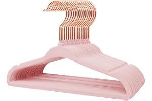 Stormix Baby Velvet Hangers, 32 Pack Children's Clothes Hangers Non-Slip Kids Hangers for Infant/Toddler Pink (Gold Hook)