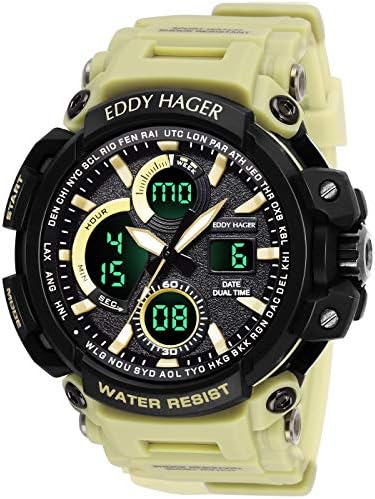 EDDY HAGER Day And Date Analogue - Digital Men's Watch(Black Dial Multicolor Colored Strap)-803