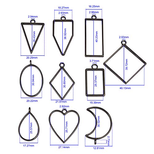 Open Bezel Pendants Charms Resin Molds for Jewelry Findings DIY Pressed Flower Frame Assorted Geometric Hollow Trays 50pcs, 1pcs Seamless Tape - Thumbnail 5
