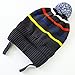 Connectyle Girls Boys Kids Warm Knit Winter Hats Pom Pom Striped Cuff Beanie Hat with Earflap, L:19.5 