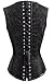 FIYOTE Women 12 Steel Bone Double Buckle Straps Lace Up Corset (S, Black)