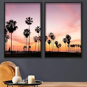 signwin 2 Piece Framed Canvas Wall Art Palm...