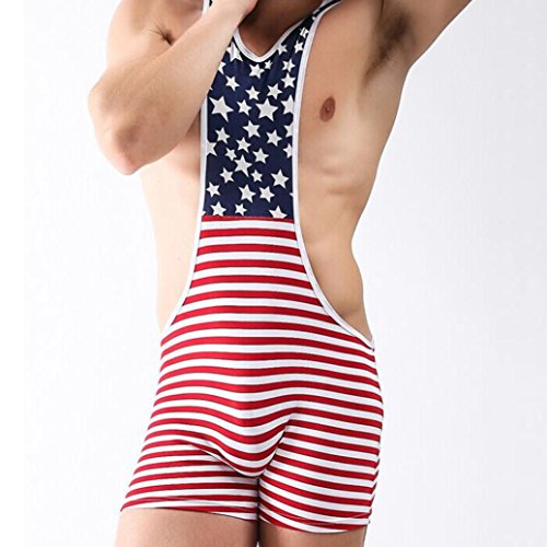 Todaies-Men pants Clearance!Men Sport Trousers,Todaies Men American Flag Pants Wrestling Singlet Gym Underwear Bodysuit Lingerie Outfit Pants (L, Red)