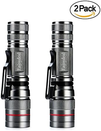 Zlimio 2 Pack Mini LED Flashlight Q5 LED 2000 Lumen Lamp Clip Mini Zoomable Flashlight Torch Penlight AA