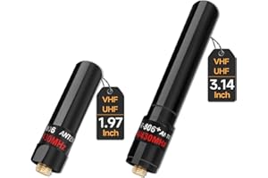 ABBREE Dual Band VHF UHF 136-174MHz 400-470MHz Ham Radio Antenna SMA-Female Short Stubby Antenna for Baofeng UV-5R Mini 5RM BF-F8HP/Pro K5PLUS UV-21R DM32 Radio Accessories,2Pack(1.96-Inch+3.14-Inch)