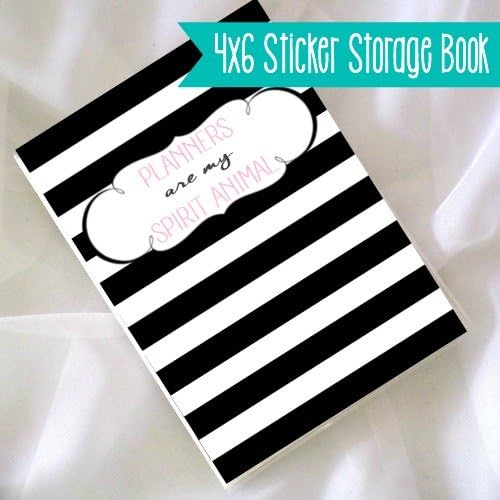 Planner Sticker Storage Book. 4" x 6" Sticker Storage Book in Black Stripes w/ "Planners Are My love Language" Quote.