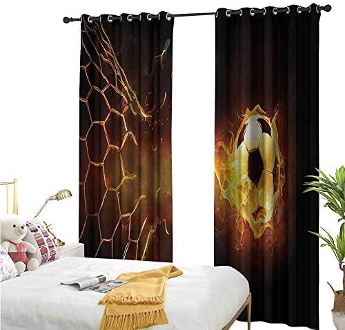 Flora Grant W96 x L108 Blackout curtains 2 panels,Sports,Burning Football Goal Net,Curtain blackout printing kitchen bedroom living room