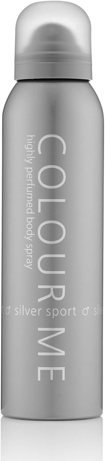 COLOUR ME Silver Sport 150ml Body Spray Perfume for Men. Luxury Fragrance, Mens Aftershave