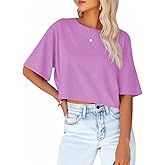 Ziztrends Women's Crop Tops Trendy 2026 Half Sleeve Crewneck Cropped Tee Shirts Summer Workout Tops