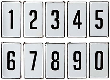 MyEasyShopping Pack of 10 Black and White Enamel Rectangular Numbers Wall Mounted Tag 8" - Minimalist Design Numbers Home Room Wall Decoration