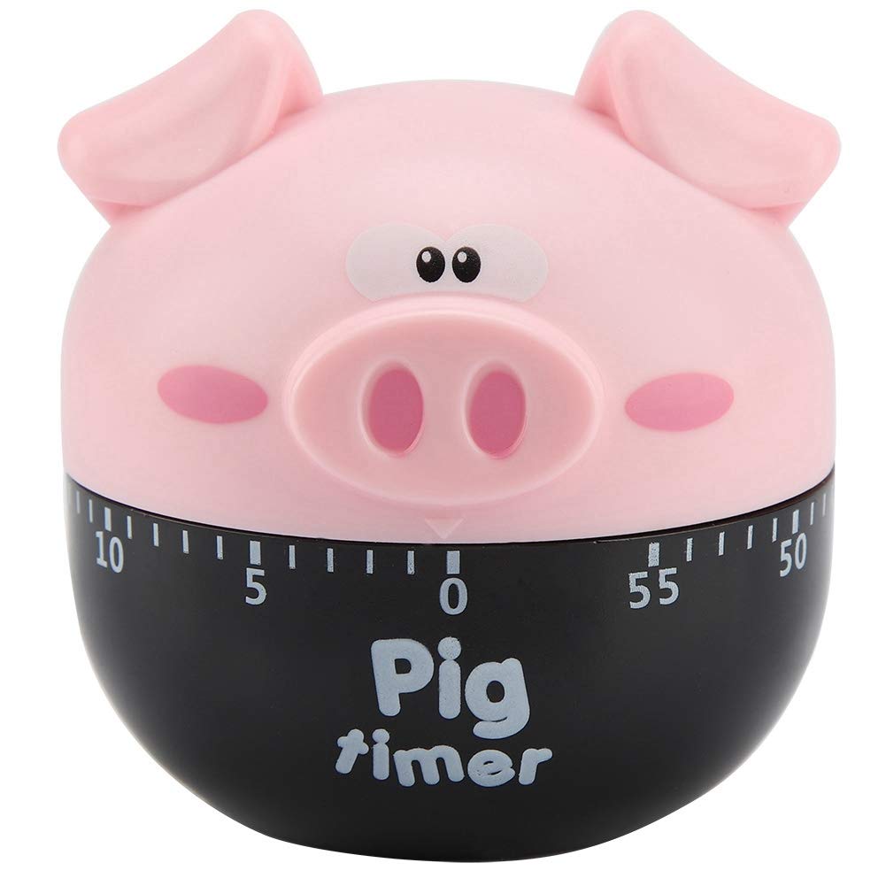 Fdit Cute Cartoon Pig Timers Countdown 60 Minutes Mechanical Timers Kitchen Cooking Timer Clock for Electronic Stove Electric Oven Microwave(Pink)