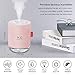 Portable Mini Humidifier, 500ml Small Cool Mist Humidifier with Night Light, USB Personal Desktop Humidifier for Baby Bedroom Travel Office Home, Auto Shut-Off, 2 Mist Modes, Super Quiet (Pink)