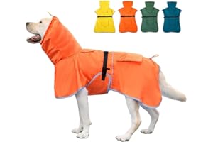 KOOGAL Reflective Dog Raincoat Waterproof Adjustable Dog Hooded Poncho Raincoat for Medium Large Dogs, Lightweight Pet Rain Jacket(Orange, 7XL)