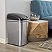 NINESTARS DZT-30-1 Automatic Touchless Infrared Motion Sensor Trash Can, 8 Gal 30L, Stainless Steel Base (Rectangular, Black Lid)