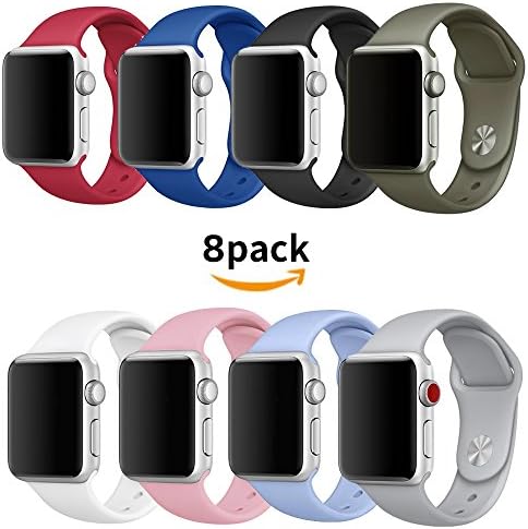 Sport Band for Apple Watch 42mm, MOSKO Soft Silicone Sport Strap Replacement Bracelet Wristband for Apple Watch Series 3, Series 2, Series 1, Nike+, Edition, S/M Size