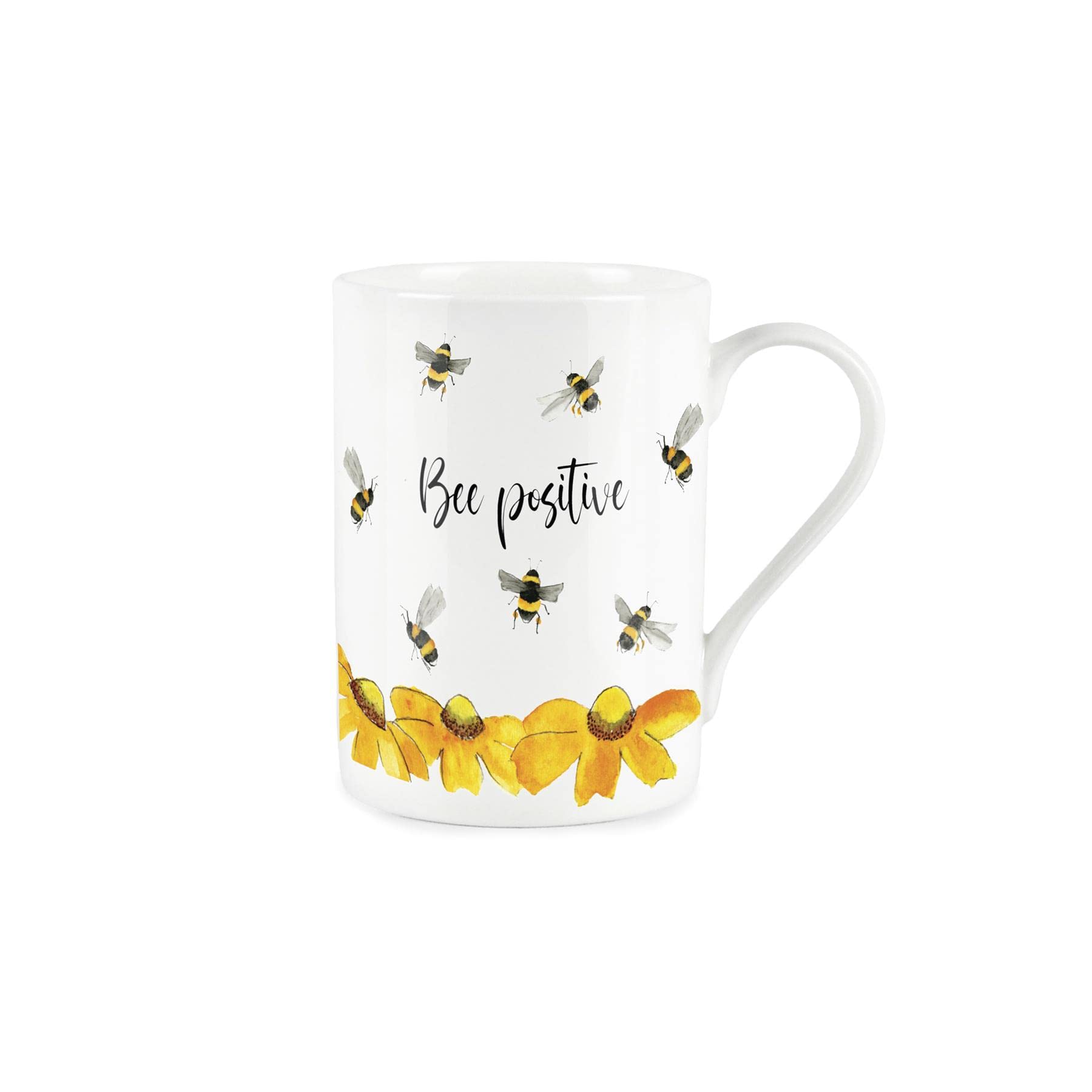 Bee Positive Mug - Bumble Bee Gift - Bone China White Mug Coffee/Tea Present