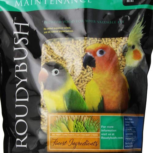 ROUDYBUSH DAILY MAINTENANCE FOOD FOR BIRDS – SCIENTIFICALLY FORMULATED BIRD FEED – BIRD FOOD PELLETS W/CORN, WHEAT, SOY & MORE – NUTRITIOUS & HEALTHY FEED FOR BIRDS (MINI, 44OZ)