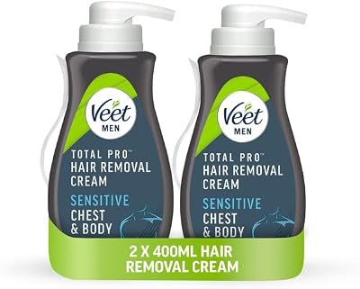 Veet Men Sensitive Hair Removal Cream Chest & Body 800ml 2x400ml