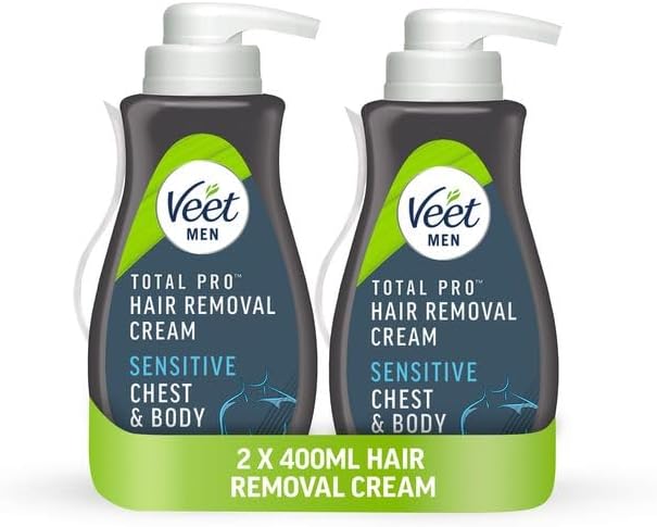 Veet Men Sensitive Hair Removal Cream Chest & Body 800ml 2x400ml