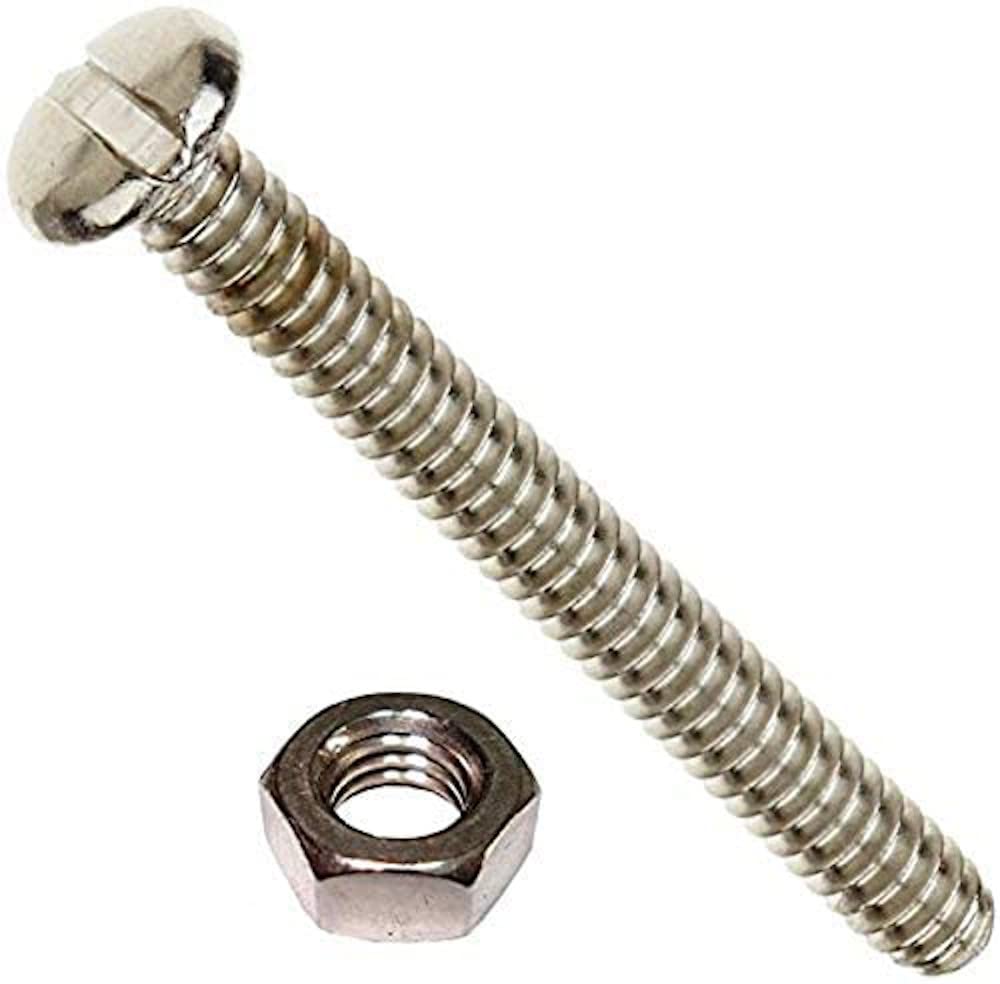 Merriway BH02516 (50 Pcs) Slotted Pan Head Machine Screws with Nuts, M5 x 25mm (3/16 inch x 1 inch) Bright Zinc Plated - Pack of 50 Pieces
