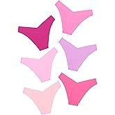DEANGELMON Women Seamless Bikini Cheeky Underwear Invisible No Show Panties V-Waist Hipster Ladies Soft Stretch Multi Pack(6P12,L)