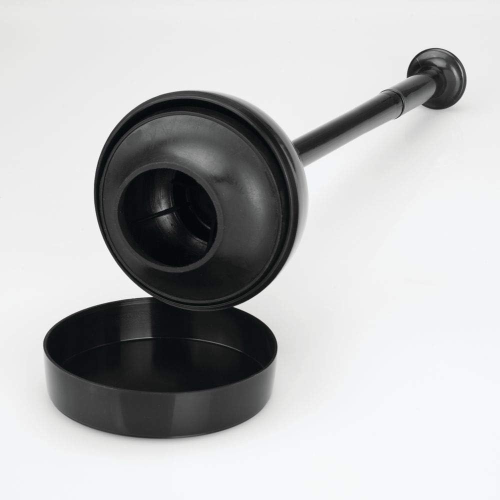 mDesign Stylish Plunger - Toilet Unblocker for Clearing a Blocked Toilet - A Modern Design Toilet Plunger Made of Plastic and Rubber - Black - Image 5
