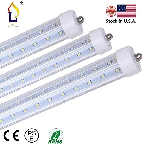 JLLEAD 6FT Single pin 60W White daywhite Led T8 V shape Tube light SMD2835 288LEDS Fluroscent Replacement high brightness -10 Pack