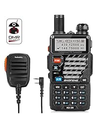 Radioddity x Baofeng RD-5R Ranura dual de doble banda DMR, VHF / UHF1024 Canales Radio FM Recargable Walkie Talkies de largo alcance Compacto Ham Radio Amateur, Cable de programación y altavoz remoto