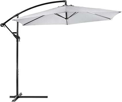 grey patio umbrella with base