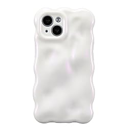 UEEBAI Ripple Case for iPhone 14, Cute Silver Cover