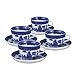 HIC Harold Import Co. HIC Blue Willow Cups and Saucers Set, Fine White Porcelain