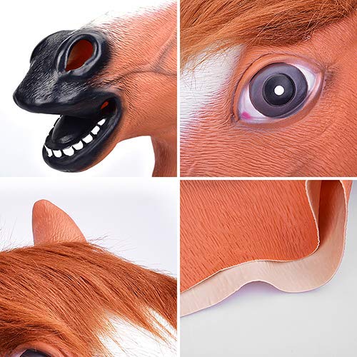 VIVREAL Halloween Head Mask - Horse Head Mask for Halloween Costume Party Decorations, Animal Head Mask Brown Horse for Party Makeup Cosplay Costume, Perfect Addition to Halloween Party