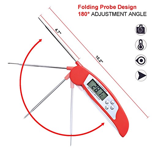 Digital Instant Read Meat Thermometer and 60 Minutes Tomato Mechanical Kitchen Timer Food Cooking Thermometer with Collapsible Internal Probe for Kitchen BBQ Grill Smoker Fry Food Milk by Hapree