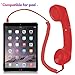 Koicaxy Cell Phone Handset, Retro Telephone Handset 3.5 mm Wired Anti Radiation Noise Reduction Receivers for iPhone, Android Mobile Phones, Smartphone (Red)