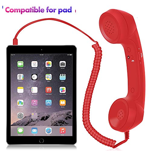 Cell Phone Handset,Retro Telephone Handset Anti Radiation Receivers 3.5MM for iPhone iPad,Mobile Phones,Computer Red - Thumbnail 4